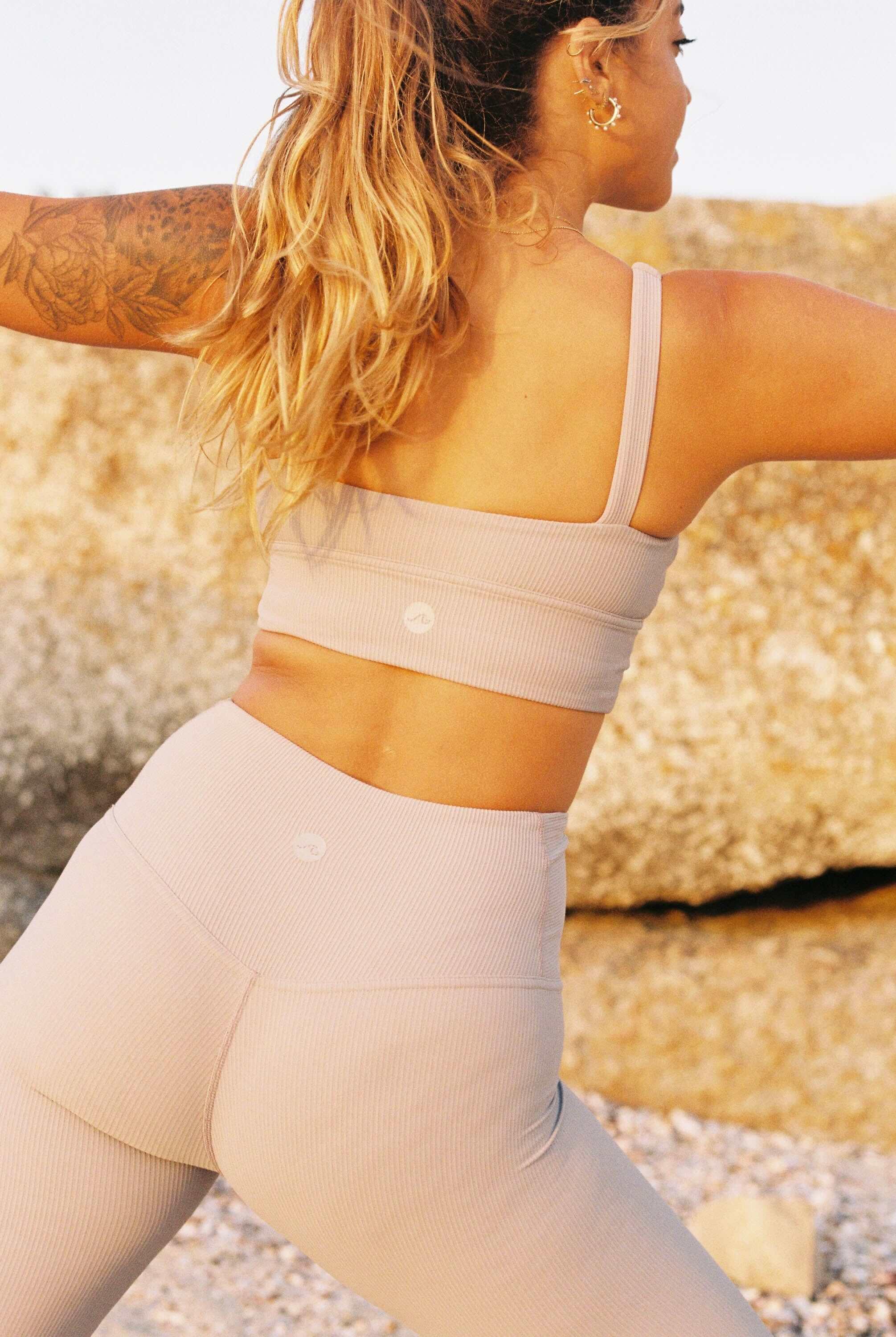 High waisted Ribbed leggings - GREY - Spiritgirl Activewear