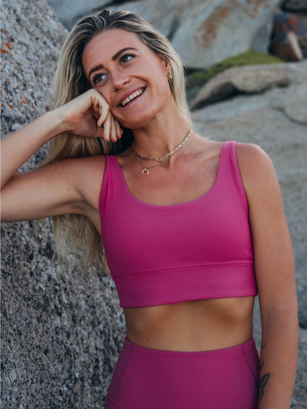 Ribbed Bra Top - PINK - Spiritgirl Activewear