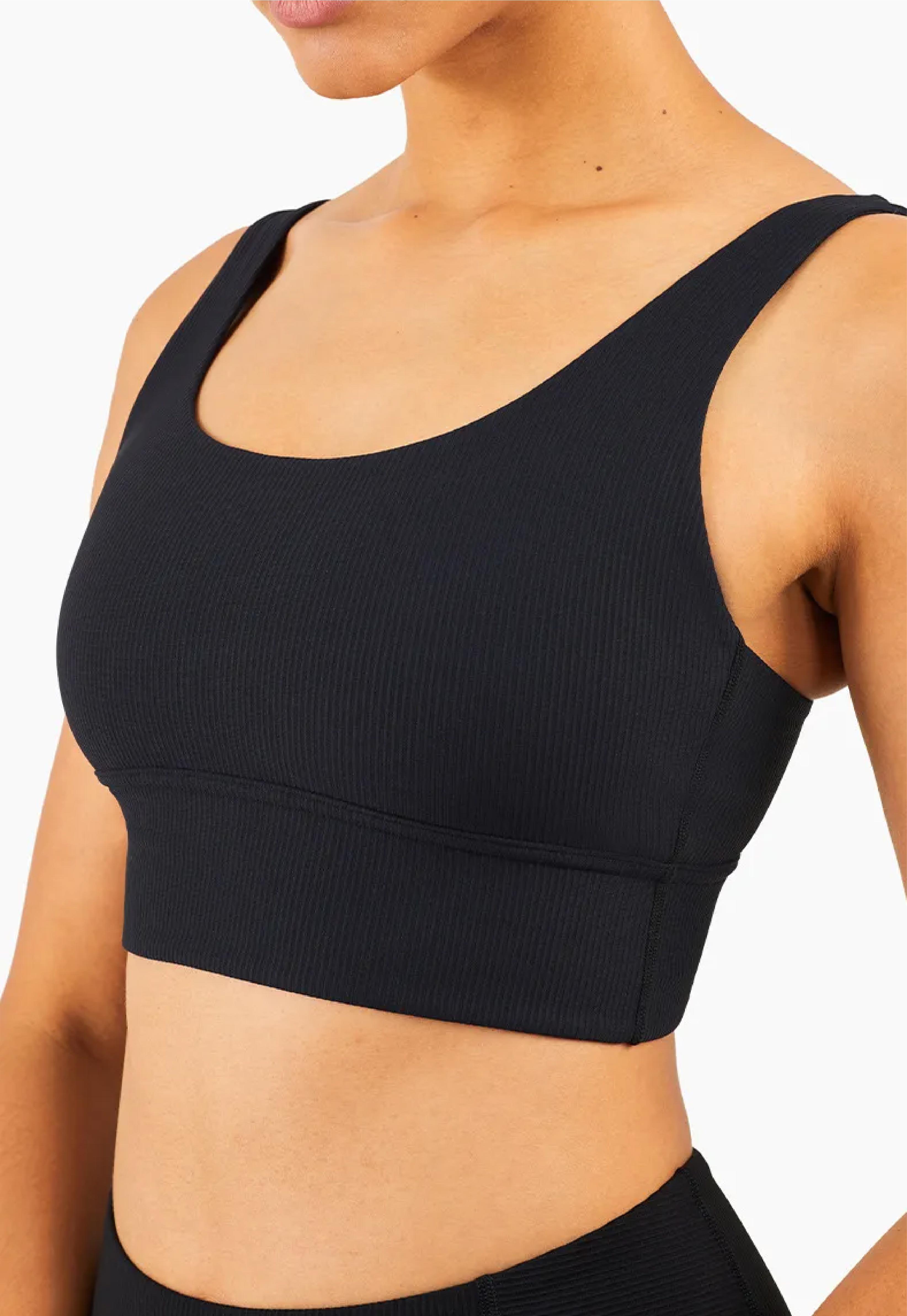 Ribbed Jet BLACK Gym Bra Top - Spiritgirl Activewear