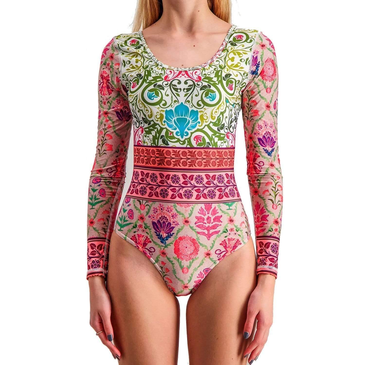 Vintage Bloom one piece long sleeved swimsuit - Spiritgirl Activewear