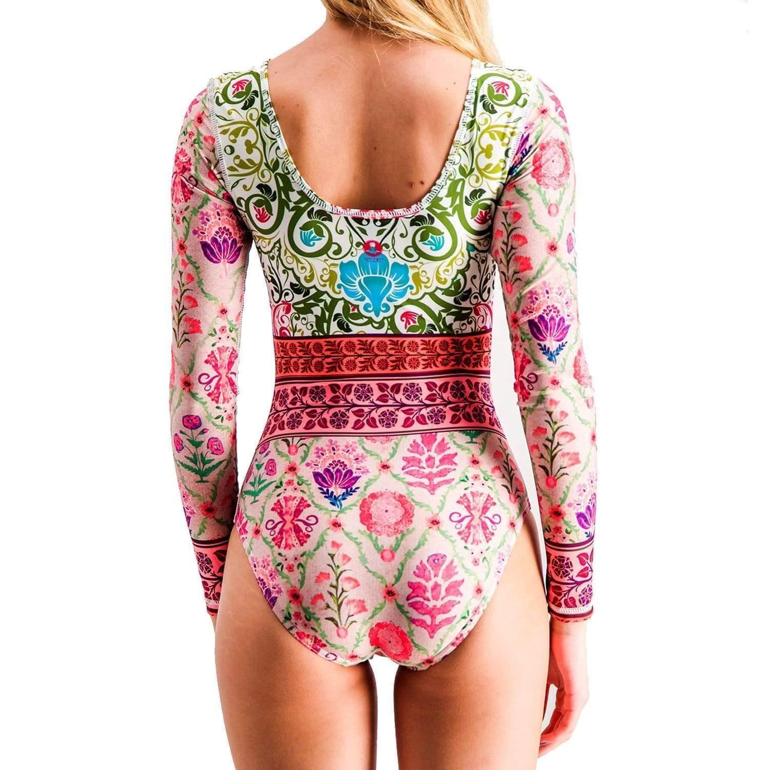 Vintage Bloom one piece long sleeved swimsuit - Spiritgirl Activewear