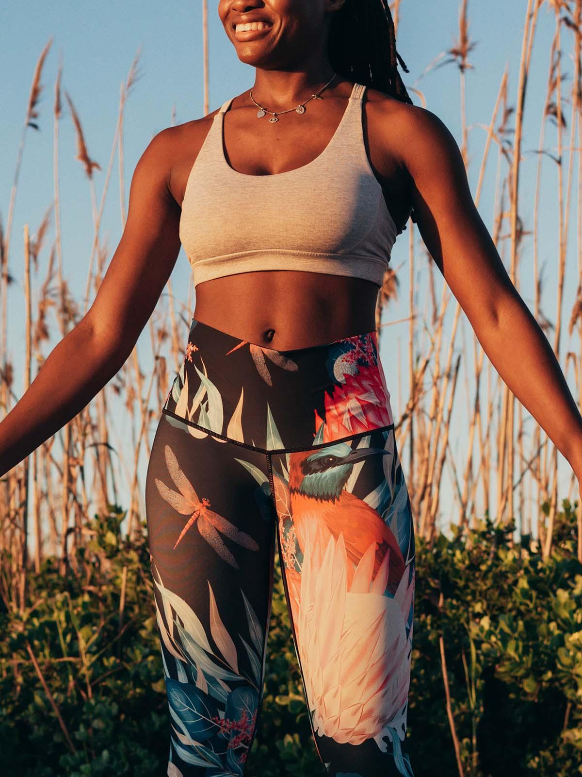 Women's leggings - Pretty in Pink Protea print leggings - Spiritgirl Activewear
