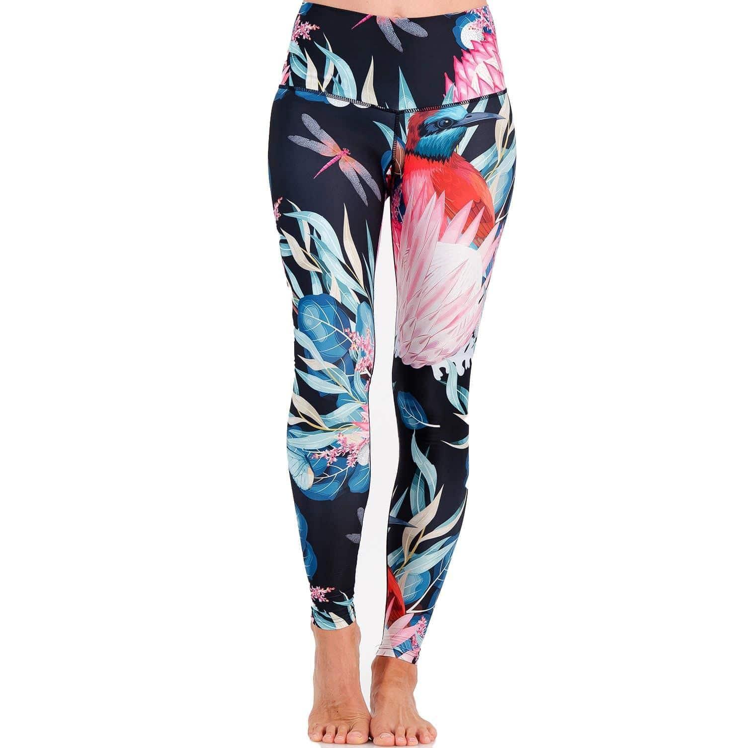 Women's leggings - Pretty in Pink Protea print leggings - Spiritgirl Activewear
