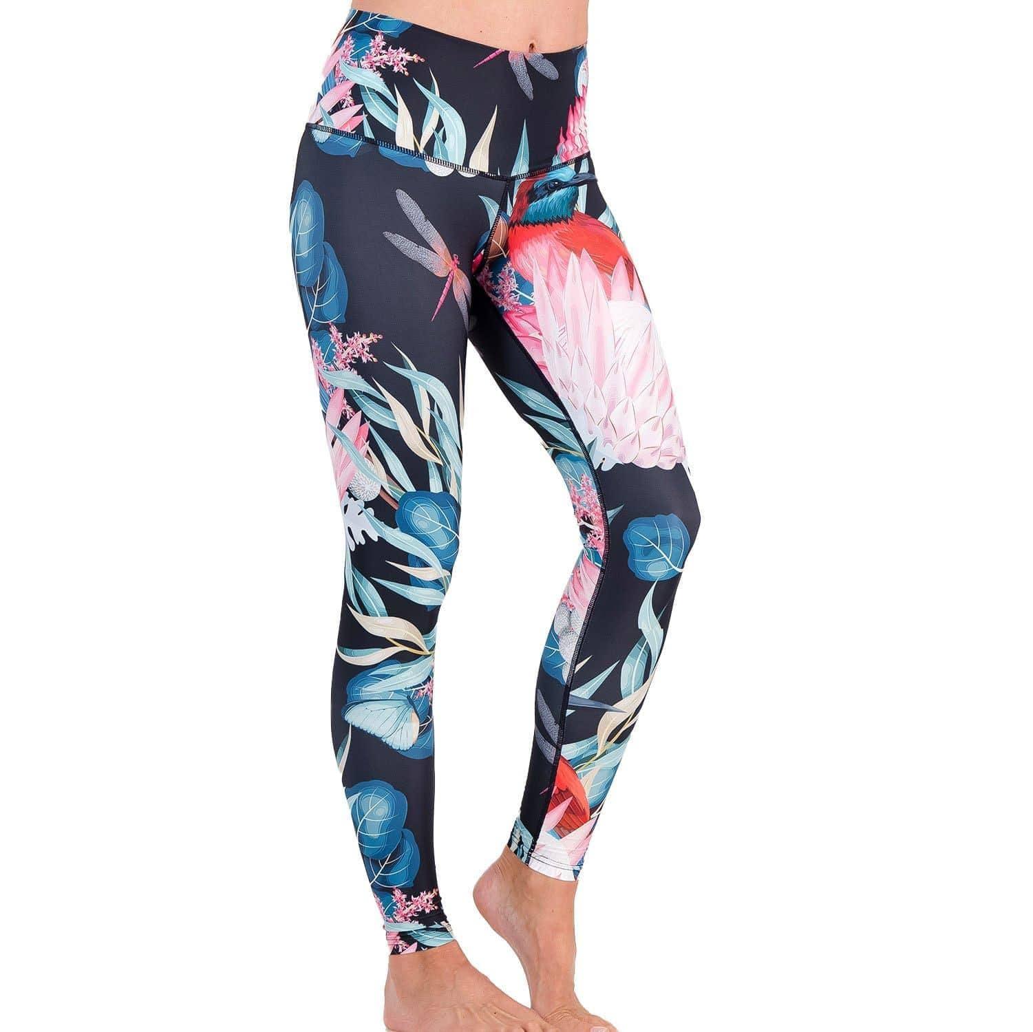 Women's leggings - Pretty in Pink Protea print leggings - Spiritgirl Activewear